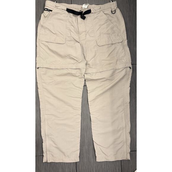 The North Face Convertible Pants Men Tan Paramount Peak Belted Zip Off Size XXL - Picture 1 of 10